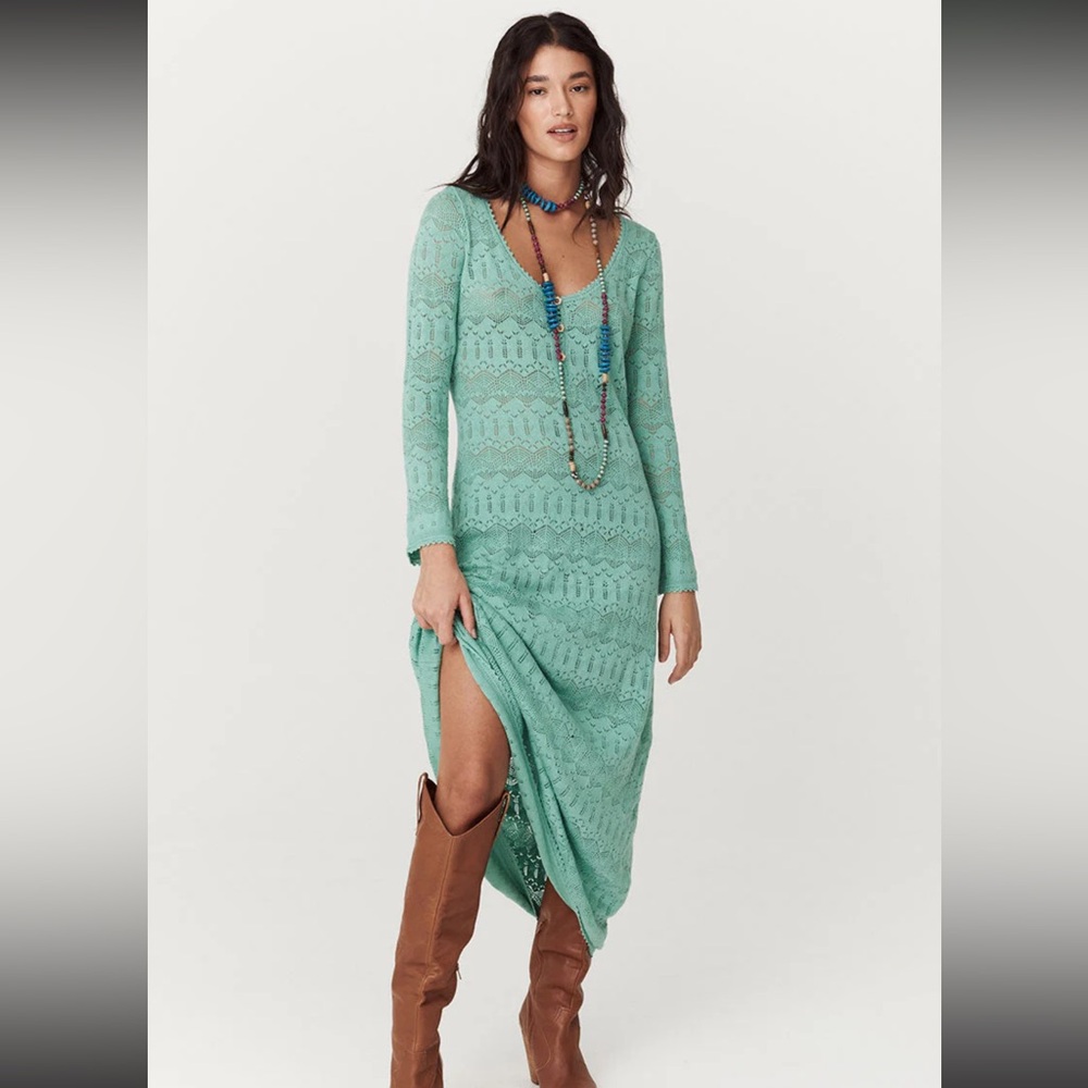 Spell Siesta Pointelle Dress in Seafoam